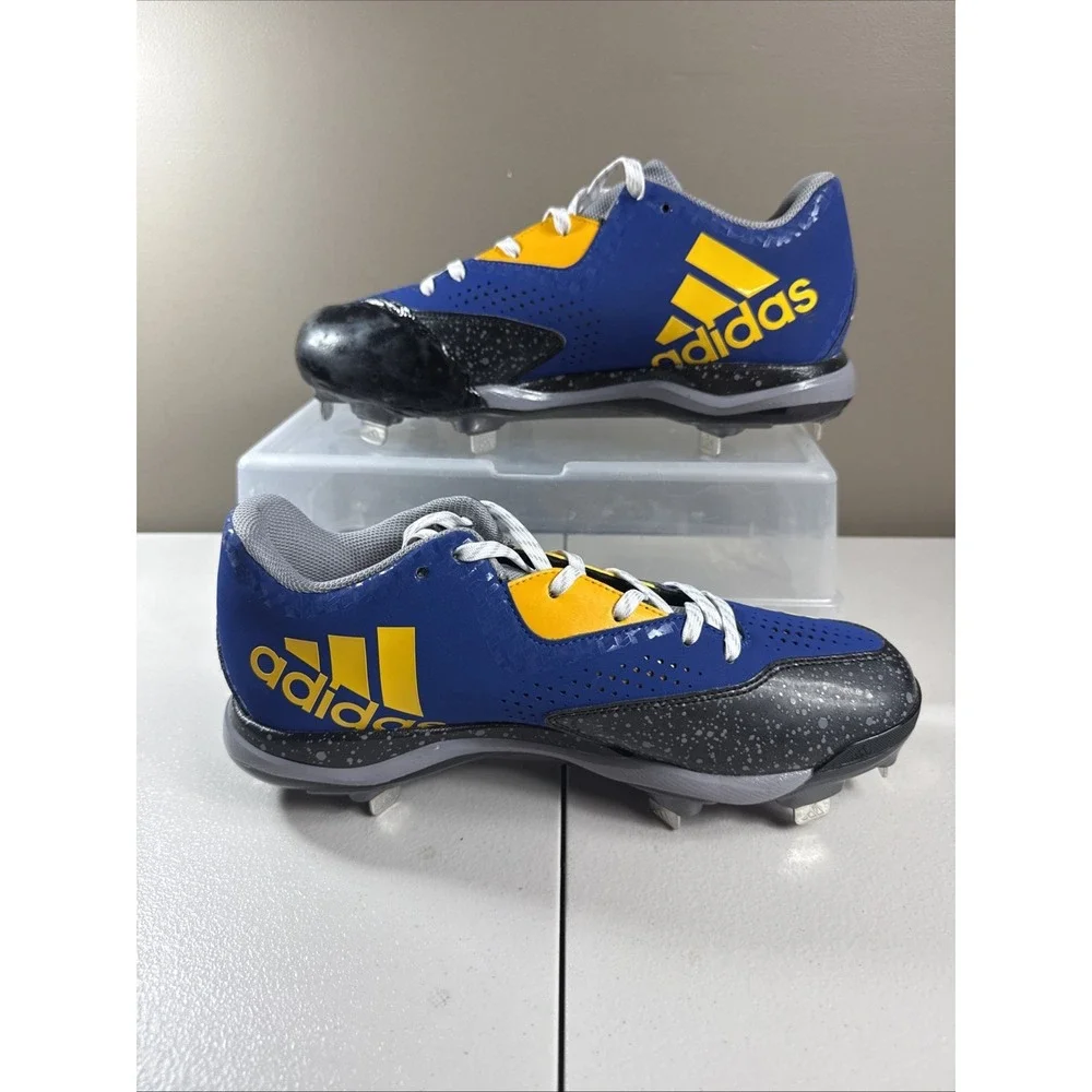 NEW Adidas Power Alley 4 Baseball‎ Cleats 9 US Men Blue/Gold/Black w/Toe Molding